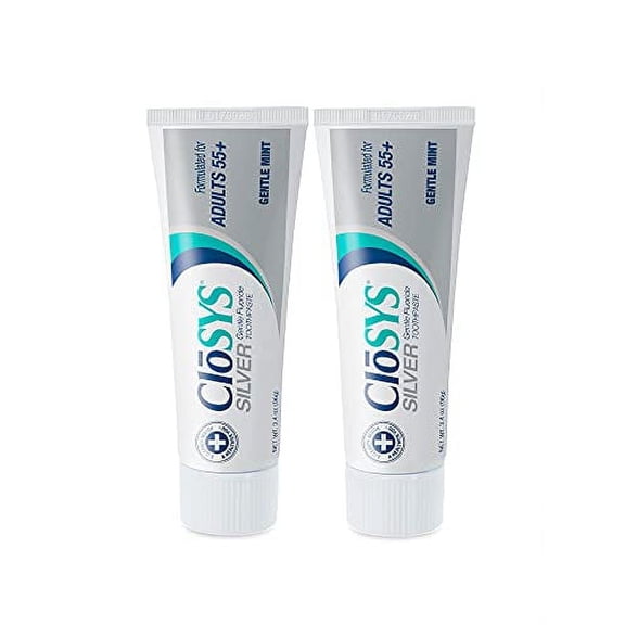 CloSYS Silver Fluoride Toothpaste for Adults 55 , 3.4 Ounce (Pack of 2), Gentle Mint, Travel Size, TSA Compliant, pH Balanced, Enamel Protection, Sulfate Free