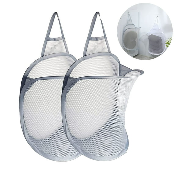 Gyouwnl Small Hanging Laundry hamper,Baby ,Kids Dirty Clothes Hamper,Mesh Popup Laundry Hamper,Used for Travel,Bedroom,Bathroom,Dorms