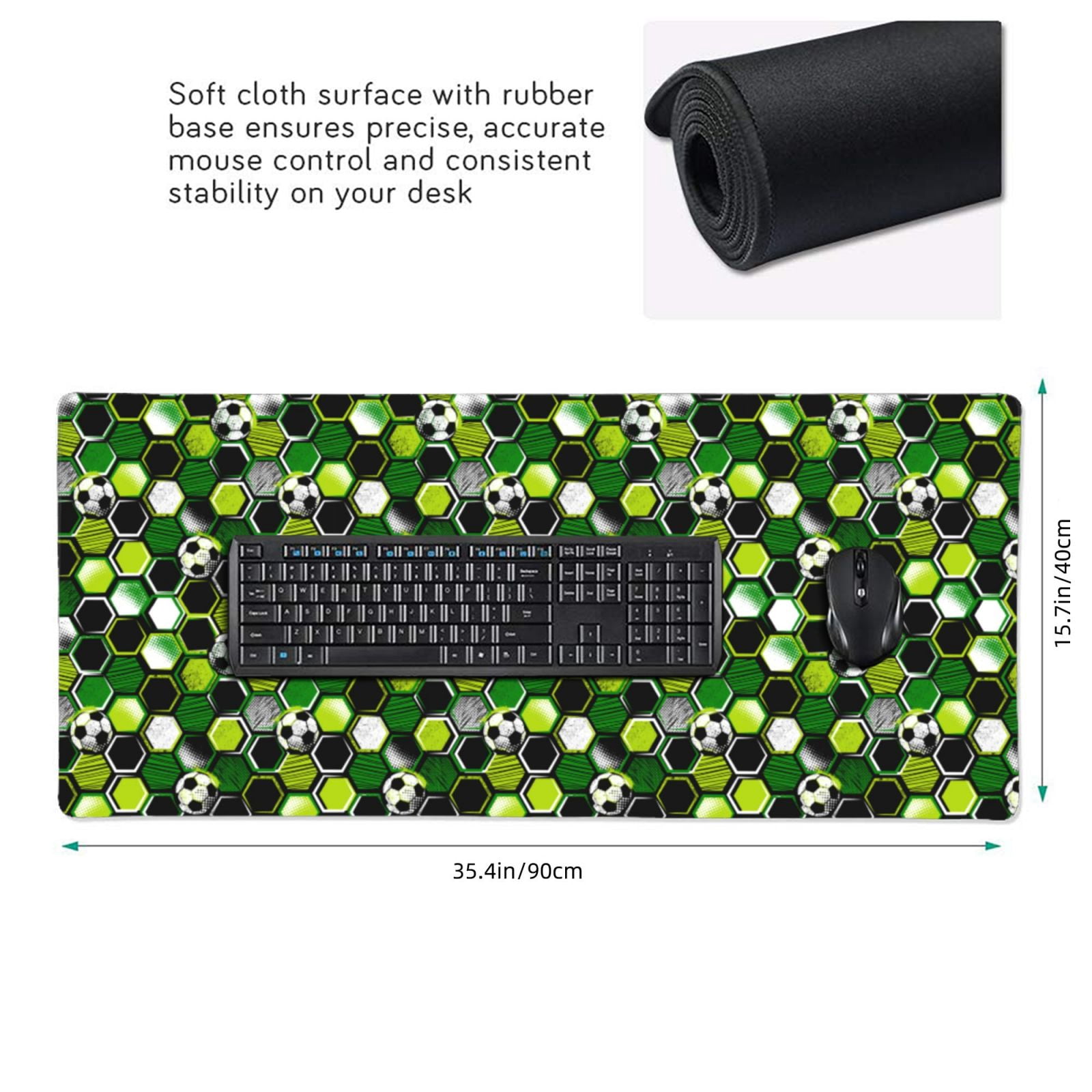 Xecao Soccer1 Print Large Mouse Pad, 16x35.5in Mousepad, Professional Non-Slip Rubber Base Big Mouse Pad, Mouse Pad for Gaming & Office Full Desk Mouse Pad