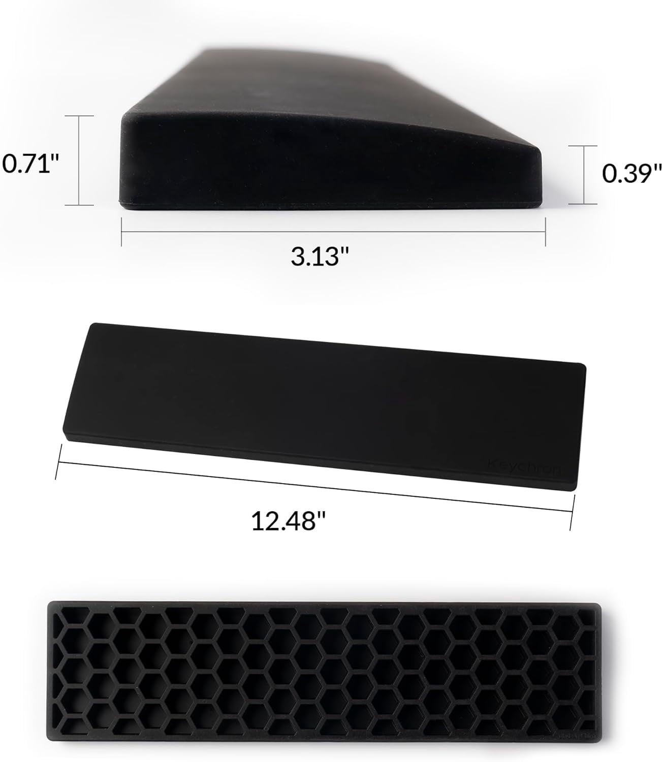 12.48" Silicone Wrist Rest for 75% Compact Mechanical Keyboards, Ergonomic Palm Support with Full Honeycomb Non-Slip Base, Compatible with K2/K2 Pro/K2 Max/K2 HE/K6/K6 Pro/K6 HE