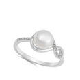 thumbnail image 4 of Clear CZ Simulated Pearl Infinity Ring .925 Sterling Silver Band White Jewelry Female Size 9, 4 of 4