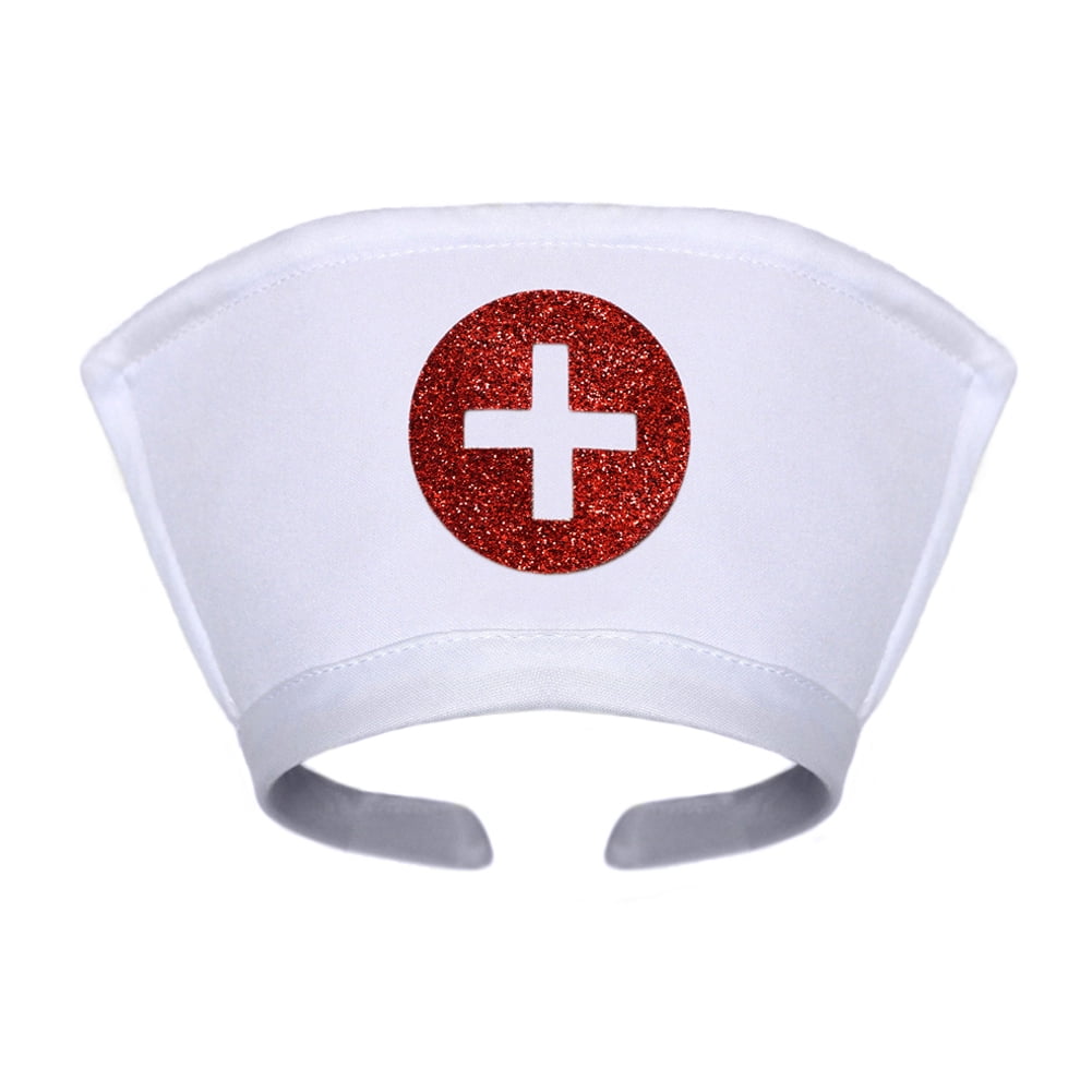 SeasonsTrading White Nurse Hat Headband with Cross Halloween, Cosplay