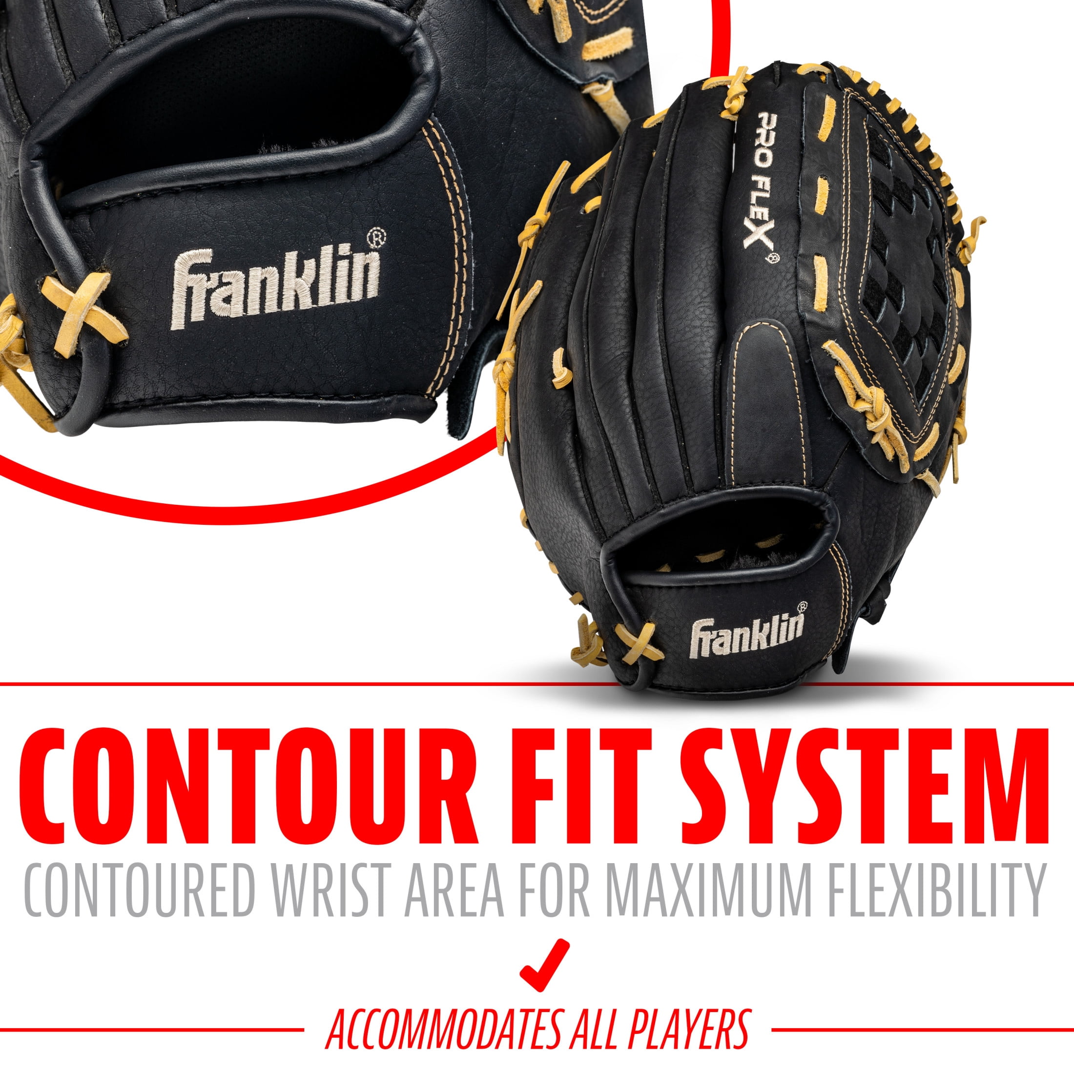 Franklin Sports ProFlex Adult Baseball Glove, 13 in, Camel, Right