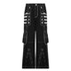 thumbnail image 2 of TaTaai Women High Waist Wide Leg Pants Color Block Mesh Splice Streamer Pockets Fashion Ladies Daily Commute Street Wear Non-See-Through Washable No Fading Stylish Trousers Gift, 2 of 6
