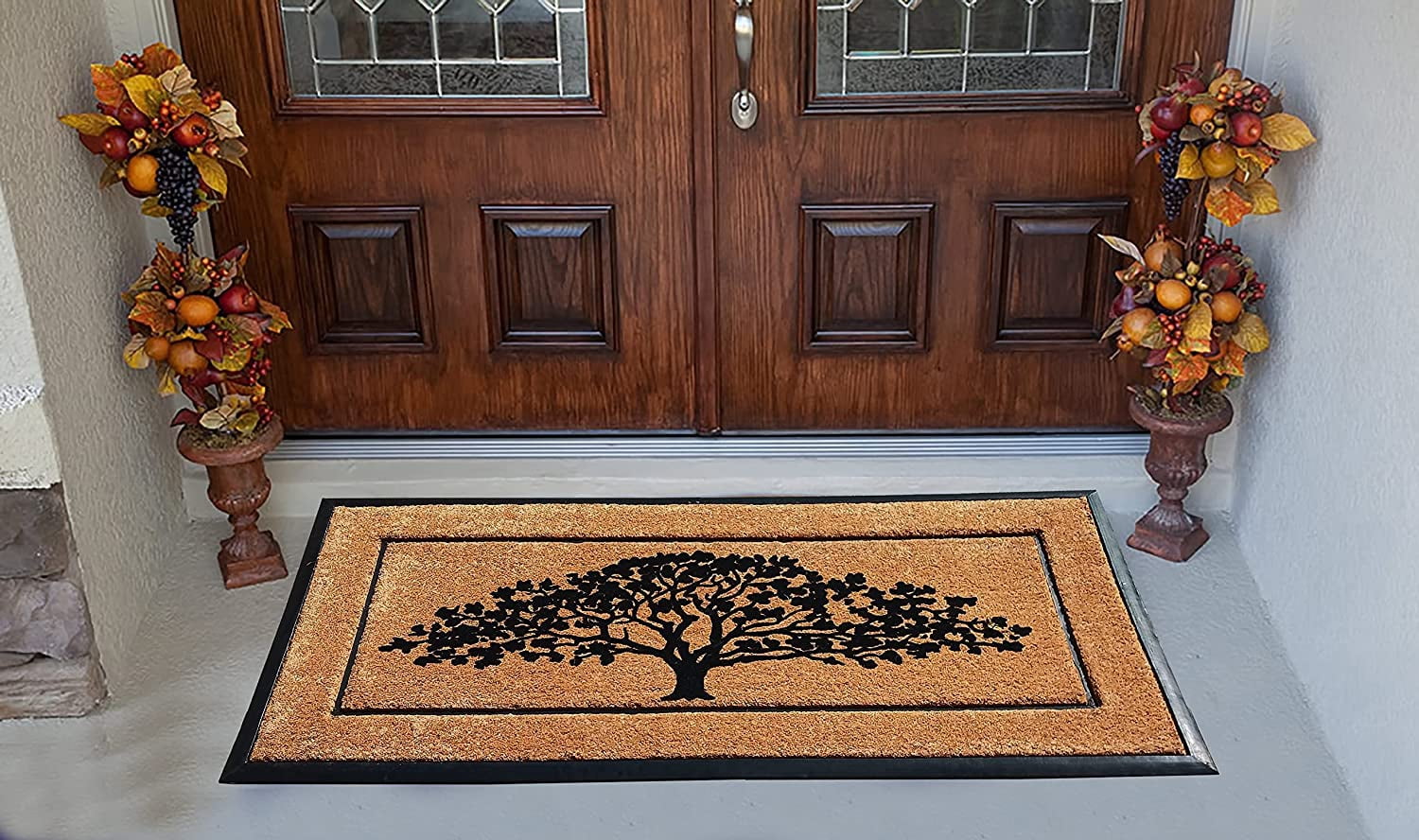 A1HC Large Outdoor Doormat, Natural Coir and Rubber, Heavy-Duty Flocked Entrance Mat for Porch and Entryway, 30 x 60 inches
