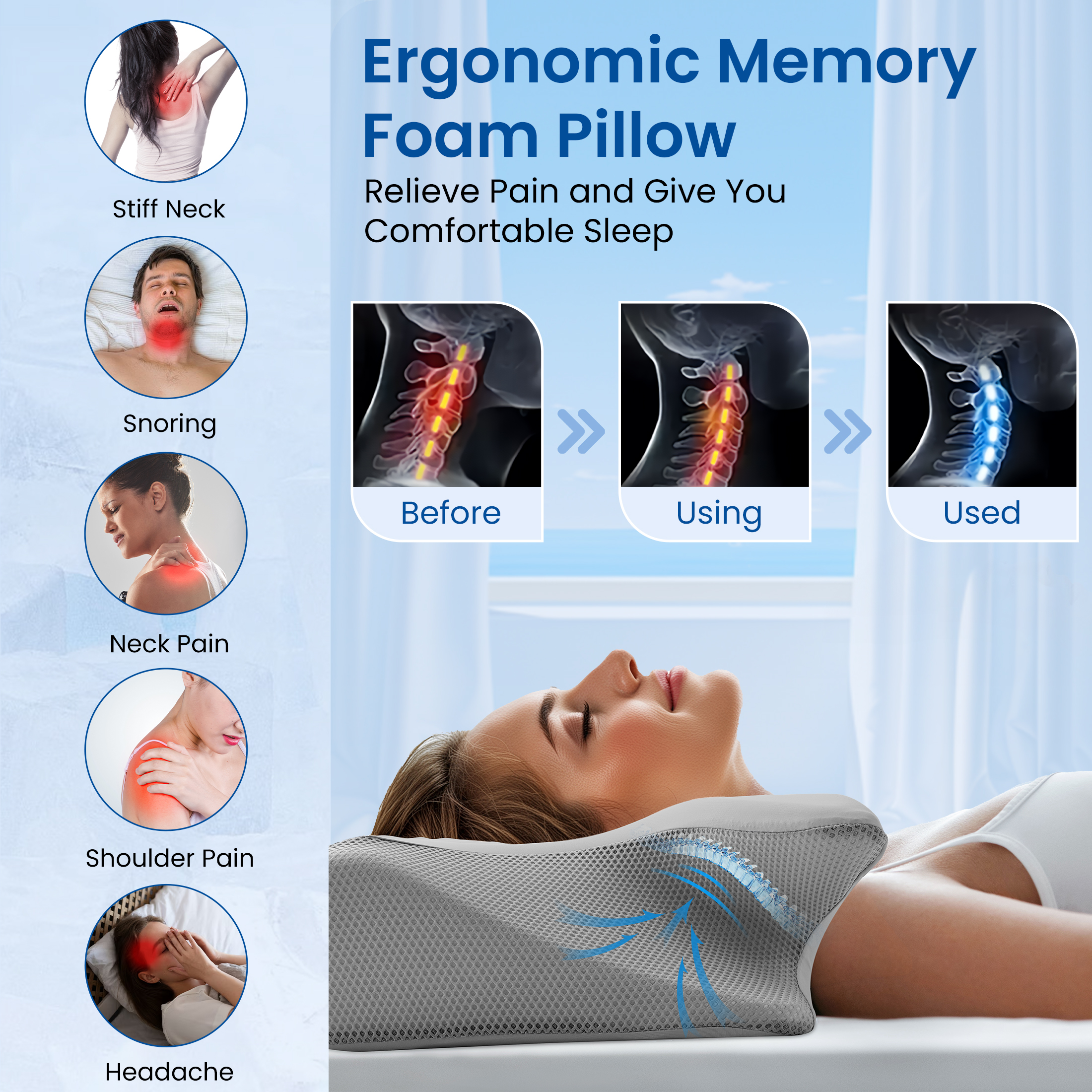 Vccoem Cervical Memory Foam Pillow with Contour Support photo 7