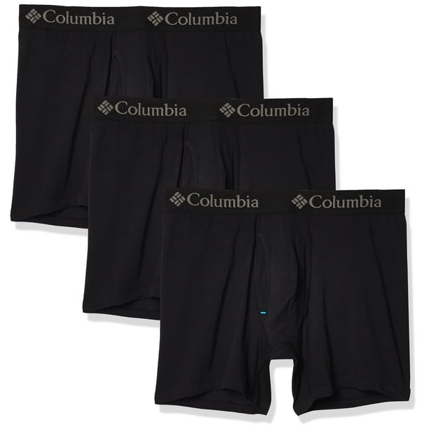 Columbia Men's Cotton Stretch 3 PK Boxer Brief, Black, S 