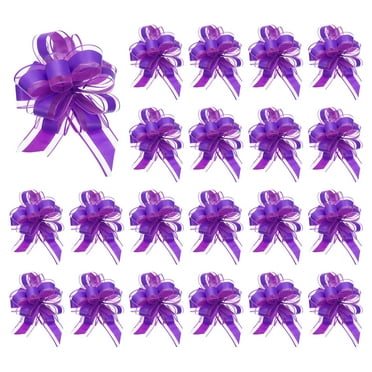 Uxcell 20pcs Pull Bows 6.3 Inches Wide Organza Ribbon Bow for Gift Wrapping Birthday Baskets Decoration Dark purple