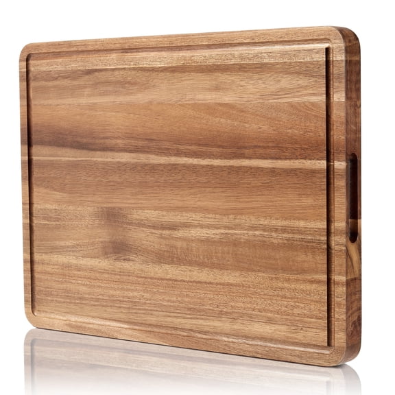Garvee Acacia Wood Cutting Board, 20x15 Inch Large Wooden Chopping Board with Deep Juice Groove and Side Handle for Meat, Vegetables, Cheese, Fruit