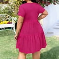 thumbnail image 5 of LJEFF , Crew Neck Soft Casual A-Line Summer Plus-Size Dresses Watermelon Red, 5 of 8