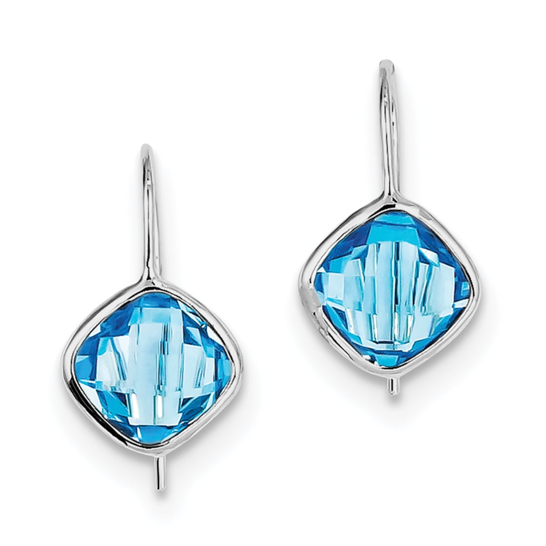 Roy Rose Jewelry Sterling Silver Light Swiss Blue Topaz Square Earrings by