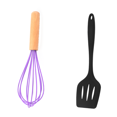 thumbnail image 1 of Juego de mini utensilios de cocina de 2 piezas: utensilios de cocina de silicona con mangos de madera, 1 of 5