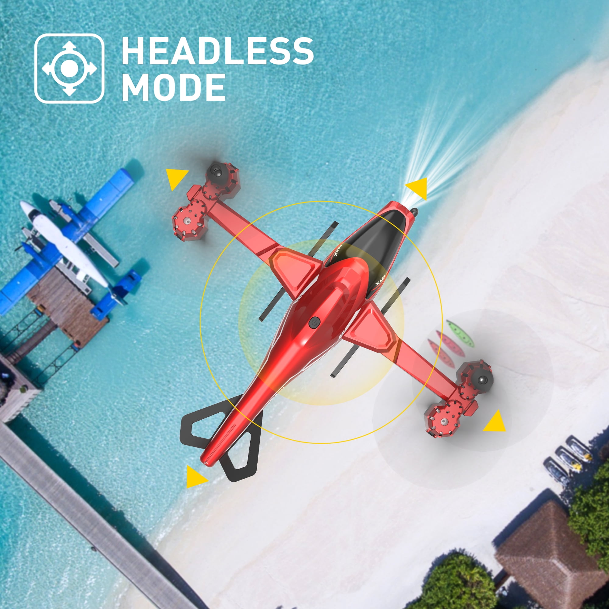 Helicopter Drone for Kids Adults, Wefone Toys with 3D Stunt Flips, Headless Mode, 3 Batteries, Red