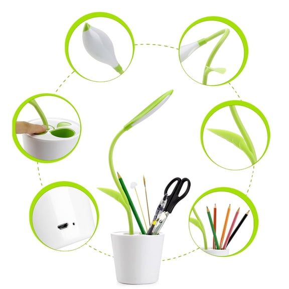 MLINS Table Lighting Eye- Desk Lamp Touch Lamps Bedside Dimmable LED with USB Green