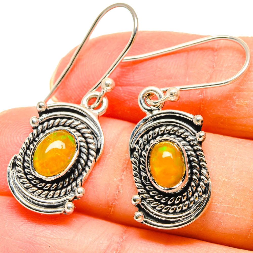 Natural Fire Opal Earrings Ethiopian Opal Earrings 925 Sterling Silver Earrings Women Earrings Boho Opal Earrings Dangle Drop Earrings