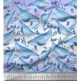thumbnail image 1 of Soimoi Purple Velvet Fabric Whale Ocean Print Fabric by the Yard 58 Inch Wide, 1 of 3