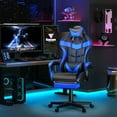 thumbnail image 5 of SOONTRANS Gaming Chair with Footrest,  High Back Game Gamer Chair with Massage Lumbar Support & Adjustable Headrest, High Back Comuputer Chair for Adults, Ergonomic Leather Office Chair, Blue, 5 of 10