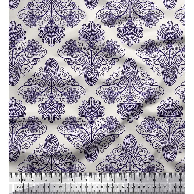 Soimoi Velvet Fabric Swirls & Paisley Decor Fabric Printed Yard 58 Inch Wide