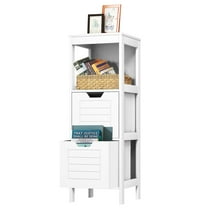 Topbuy Wooden Floor Cabinet Multifunctional Bathroom Storage Cabinet Side Organizer w/Drawer White