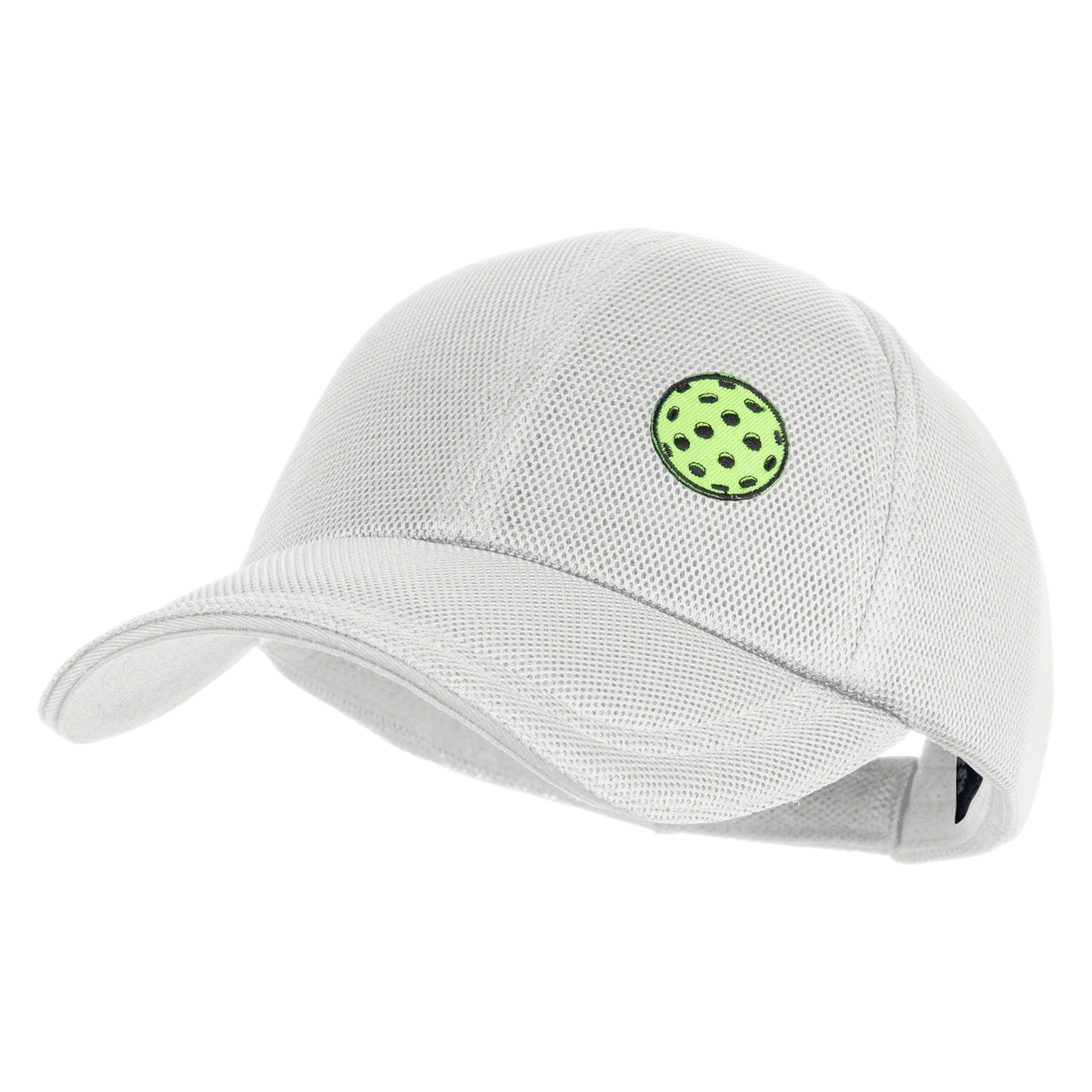 Pickleball Balls Embroidered Iron on Patched Deluxe Performance Mesh Cap - White OSFM