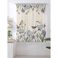 thumbnail image 2 of Sheer Curtains 63 Inch Length, Spring Flowers Semi Sheer Curtains Light Filtering Window Treatment, Vintage Floral Leaves Birds Farmhouse Plaid Privacy Voile Drapes for Living Room 52x63 Inch, 2 of 7
