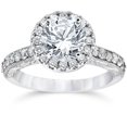 thumbnail image 1 of 2 cttw Diamond Halo Engagement Ring Vintage Antique  14k White Gold, 1 of 4