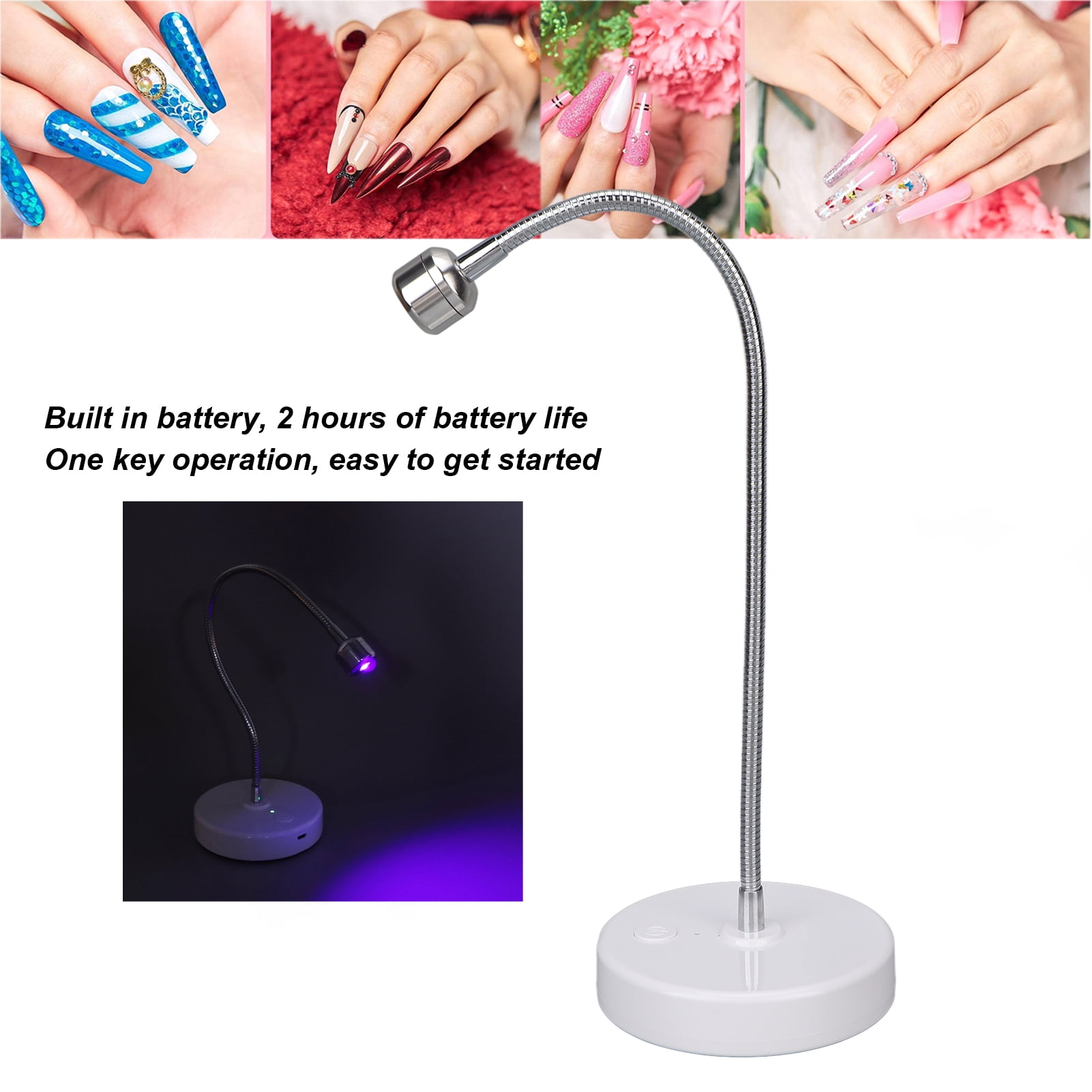 3W LED UV Nail Lamp Gel Polish Drying Lamp USB Gooseneck Light Rotatable Nail Dryer Quick Dry Nail Polish Curing Lamp for Salon Home DIY