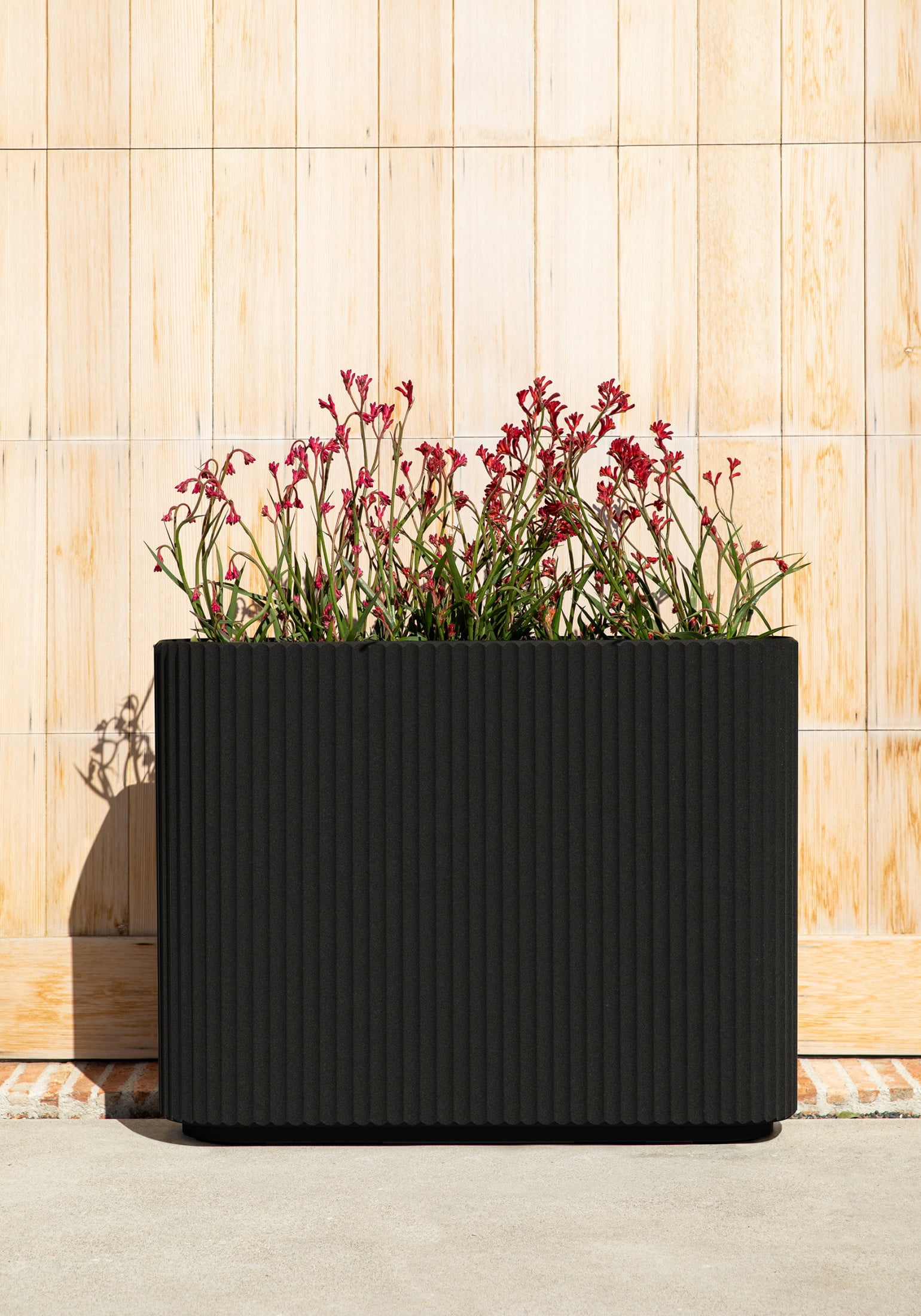Veradek Demi Series Span 36" Plastic-Stone Planter - (Black)