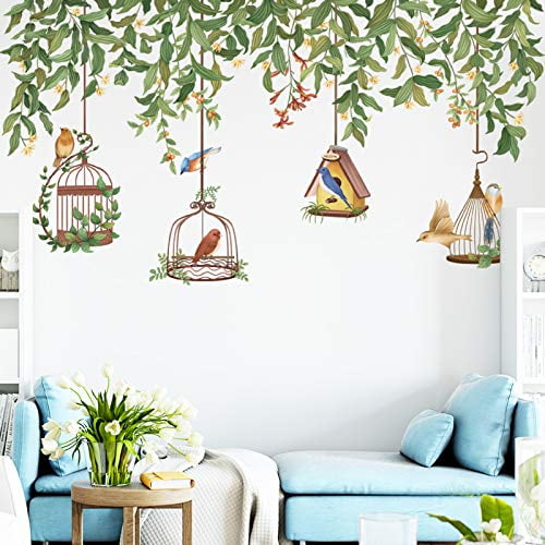 type A Beautiful Vines with flying birds Beautiful Tree Wall Decals for Kids Rooms Teen Girls Boys Wallpaper Murals Sticker Wall Stickers Nursery Decor Nursery Decals
