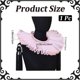 thumbnail image 2 of Cuello falso de tul fruncido rosa, estilo retro victoriano, renacentista, Dickens, medieval, con cordones desmontables, gorguera plisada, capa de organza transparente, cuello de payaso., 2 of 9