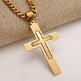 thumbnail image 5 of EOEMY Men Cross Pendant Necklace Stainless Steel Crucifix Curb Chain Gold Black Silver-Gold-18Inch Or 45Cm, 5 of 5