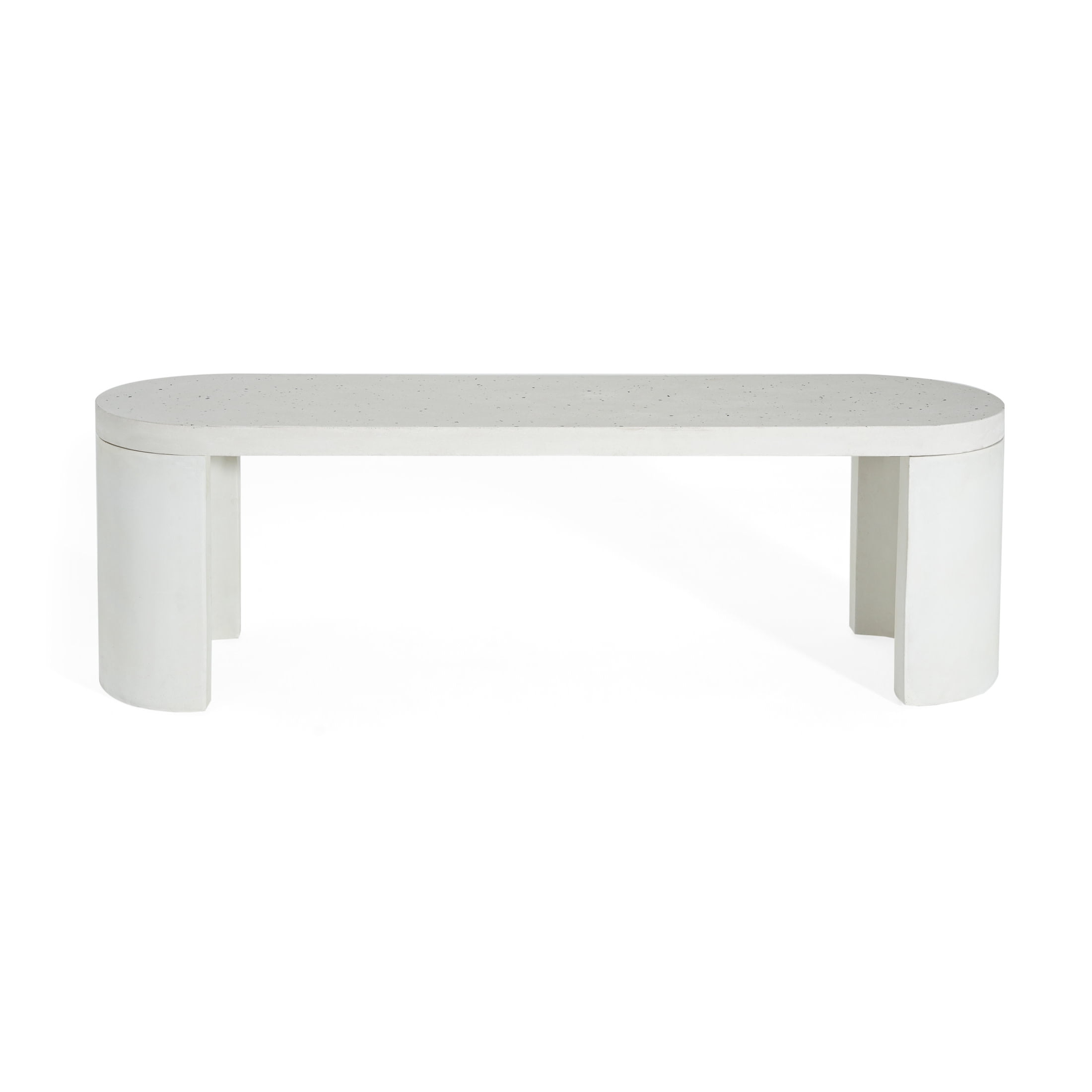 Christopher Knight Home Oval 60" Modern Outdoor Concrete Dining Bench, Seats 2-3, White Terrazzo Finish