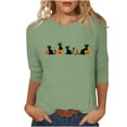 thumbnail image 2 of Women's Casual Crewneck T-Shirts Halloween Black Cat Jack-o-Lantern Graphic Print Long Sleeve Tops Comfortable Fall Pullover Tees Festive Party Clothing, 2 of 5