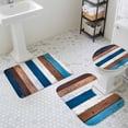 thumbnail image 3 of Vintage Wood Bathroom Rugs Set Retro Country Farmhouse Blue Brown White Wood Grain Non Slip Absorbent Soft Bath Mats 3 Piece Set with Bathroom Rug, U-Shaped Floor Mat, Toilet Seat Cover Small Size, 3 of 9