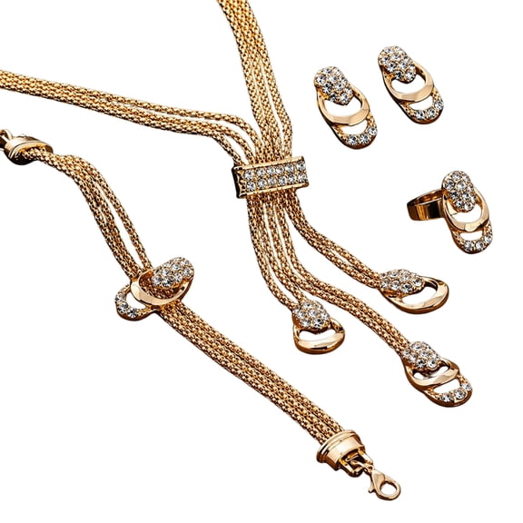 Fascinating Crystal Note Marvelous Necklace Earrings Bracelet Ring for Women. luxurious - jewelry set, featuring sparkling crystals, adjustable comfort, and timeless elegance.