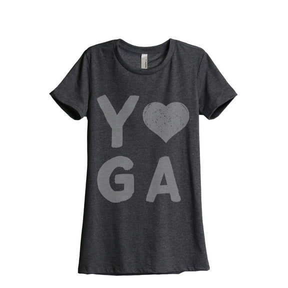 Yoga Heart Women's Fashion Relaxed T-Shirt Tee Charcoal Grey Large