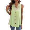 thumbnail image 1 of Blusa sin mangas de jacquard con escote en V, sin mangas, color liso, con ribete de encaje, jacquard, blusa para mujer, 1 of 8