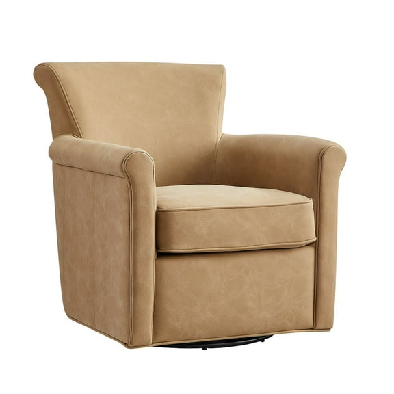 Comfort Pointe Winton Honey Brown Faux Leather Swivel Accent Chair