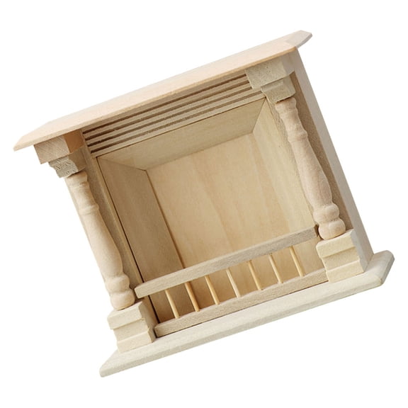 Hemoton Miniature Unfinished Wooden Fireplace 1:12 Scale Dollhouse Furniture Landscape Accessories for Miniature Home Decoration
