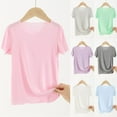 thumbnail image 1 of MKOSPLRT Kid's Short Sleeve Summer Tops Crew Neck Solid T Shirts Soft Comzy Shirts Lightweight Going Out Tees 2-13 Years, 1 of 3
