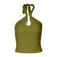 thumbnail image 5 of Womens Tank Tops Party Camisole Backless Slim Fit Summer Tops Halter Neck Sleeveless Solid Color Clothes Casual Trendy Beach Everyday Wear,Green,L, 5 of 5
