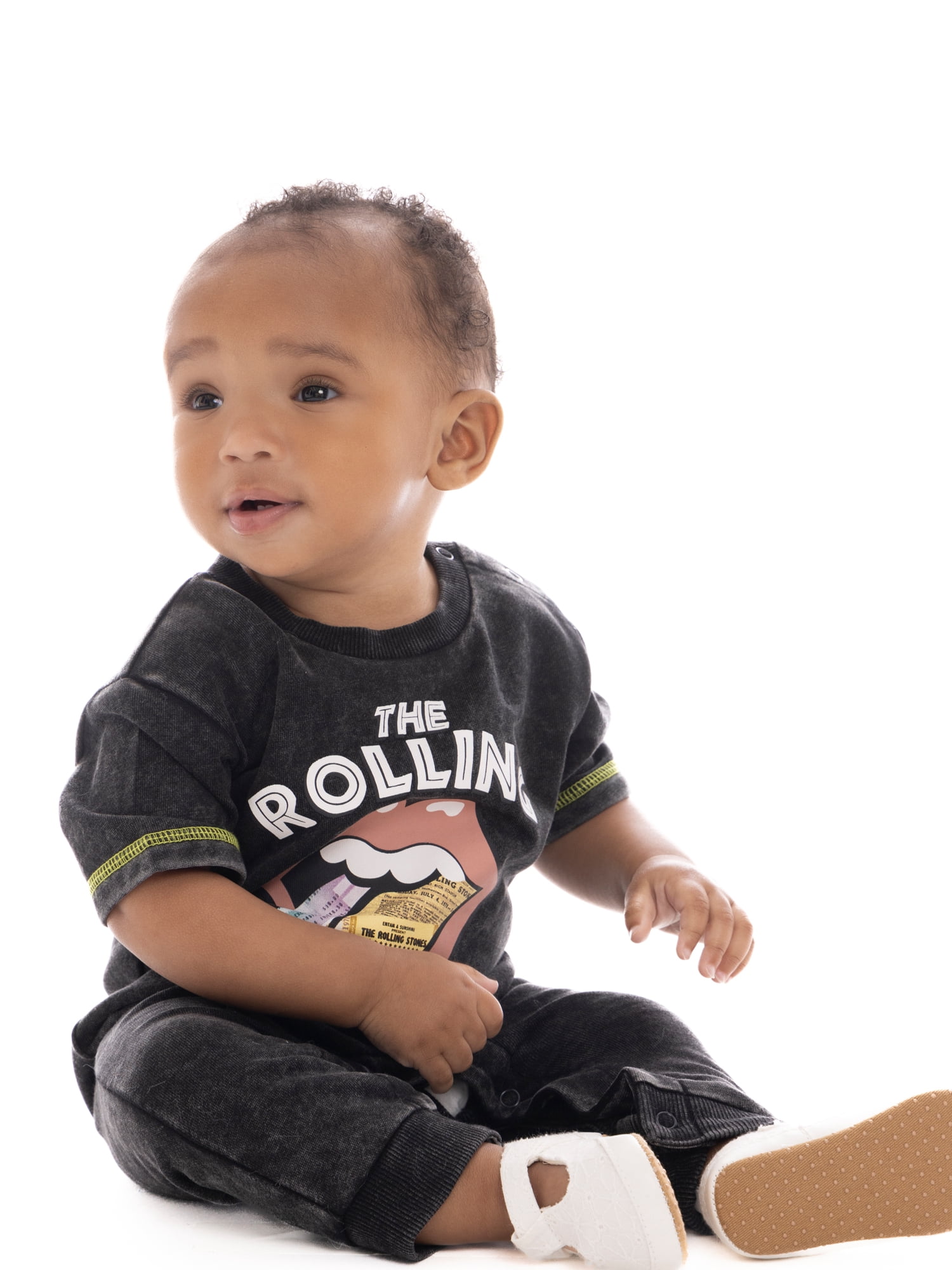 Rolling Stones Baby Graphic Romper with Short Sleeves, Sizes 0/3M- 24M