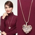 thumbnail image 5 of Yesbay Women Hollow Heart Bib Statement Long Sweater Chain Necklace Jewelry-Silver, 5 of 7