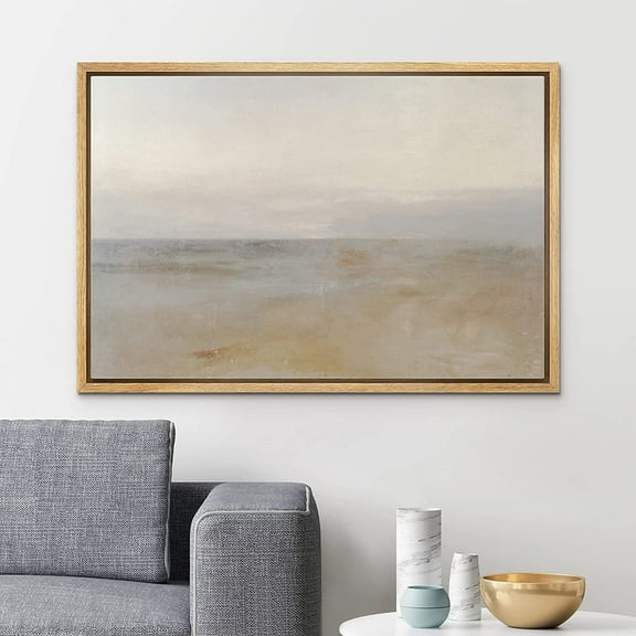 PixonSign Framed Canvas Print Wall Art Pastel Watercolor Brown Sky Landscape Abstract Shapes Illustrations Modern Art Decorative Minimal Relax/Calm for Living Room, Bedroom, Office - 24"x36" Natural