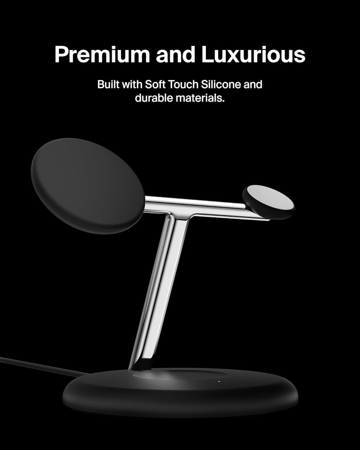 Open Box Belkin MagSafe Charger Compatible 3-in-1 Wireless Charging Stand 15W - Qi2-Certified Wireless Charger, Fast Charging iPhone Charger for iPhone 16, AirPods, Apple Watch, & More (PSU Included) - Black