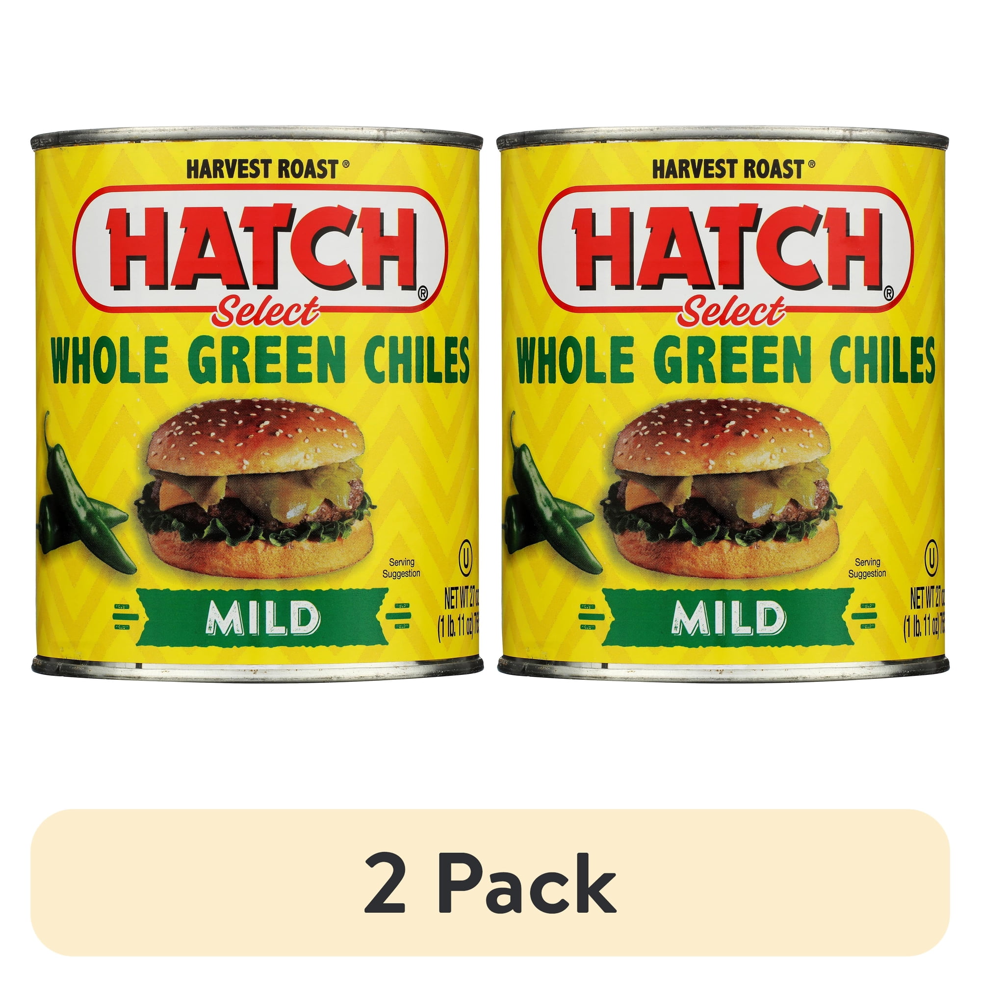 (2 pack) HATCH Select Whole Green Chiles 27oz Mild Kosher Non-GMO Certified Gluten-Free