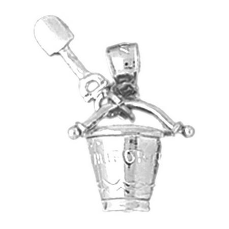 18K White Gold California Pail And Shovel Pendant - 19 mm
