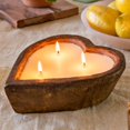 thumbnail image 1 of Velas de tazón de masa de madera Vela de soja de corazón de 6 pulgadas Velas de tazón de masa de 3 mechas Mesa Tazón de madera Vela Barco Granja Masa Pan Tazón Vela Sin perfume, 1 of 1