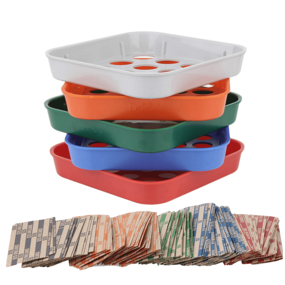 Coin Sorters Tray Coin Counters ‚Äì 5 ColorCoded Coin Sorting Tray