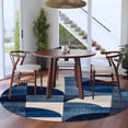 thumbnail image 3 of Round Rugs 5Ft, Navy Blue Geometric Round Area Rug Washable Indoor Throw Carpet, Abstract Art Color Block Soft Non Slip Circle Rug for Cabinet Bathroom Home Decor Aesthetic, 3 of 8